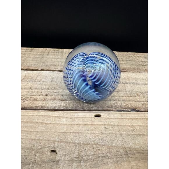 VTG 1986 Eickholt Art Glass Paperweight Metallic Iridescent Signed Dated